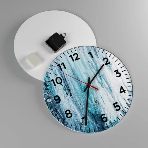 Wall clock - Clock on glass - Blue Icicles - 30x30 cm