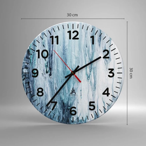 Wall clock - Clock on glass - Blue Icicles - 30x30 cm