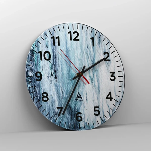 Wall clock - Clock on glass - Blue Icicles - 30x30 cm