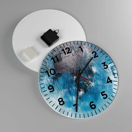 Wall clock - Clock on glass - Blue Rhapsody - 30x30 cm