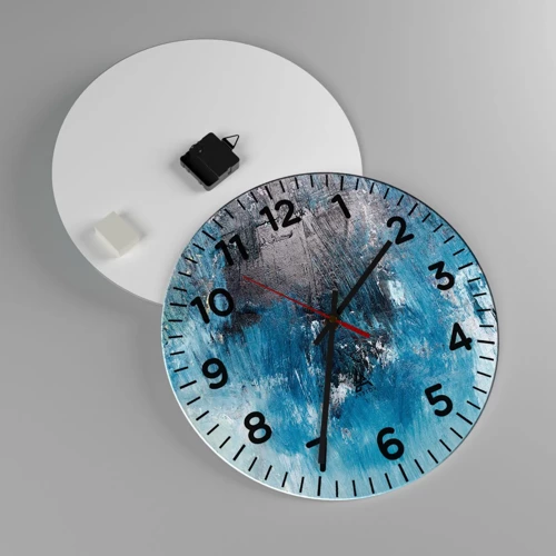 Wall clock - Clock on glass - Blue Rhapsody - 40x40 cm