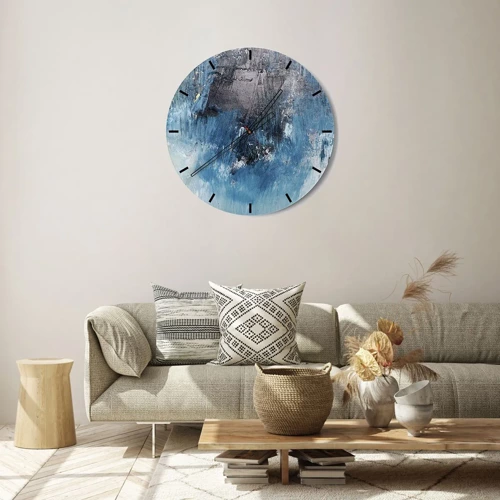 Wall clock - Clock on glass - Blue Rhapsody - 40x40 cm