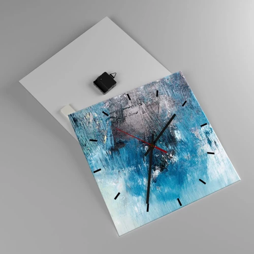 Wall clock - Clock on glass - Blue Rhapsody - 40x40 cm