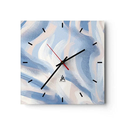 Wall clock - Clock on glass - Blue Waves - 30x30 cm