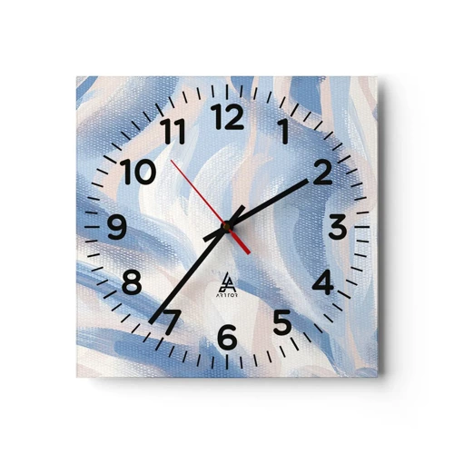 Wall clock - Clock on glass - Blue Waves - 30x30 cm