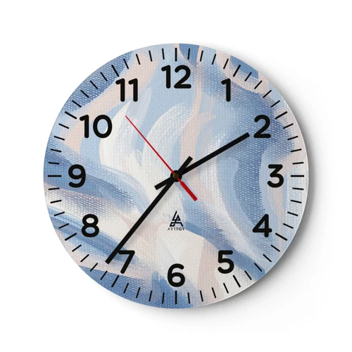 Wall clock - Clock on glass - Blue Waves - 30x30 cm