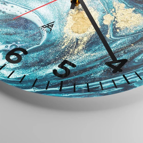 Wall clock - Clock on glass - Blue Whirl - 30x30 cm