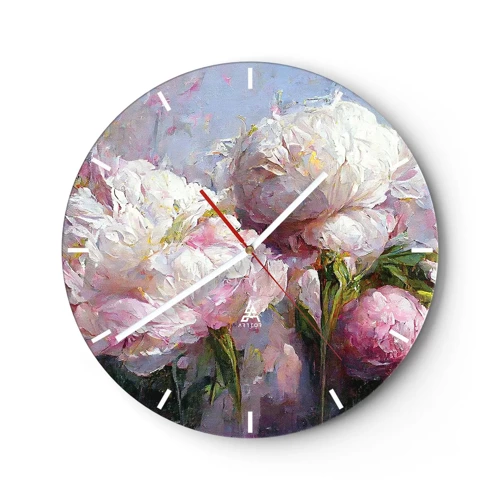 Wall clock - Clock on glass - Bouquet Bubbling with Life - 30x30 cm