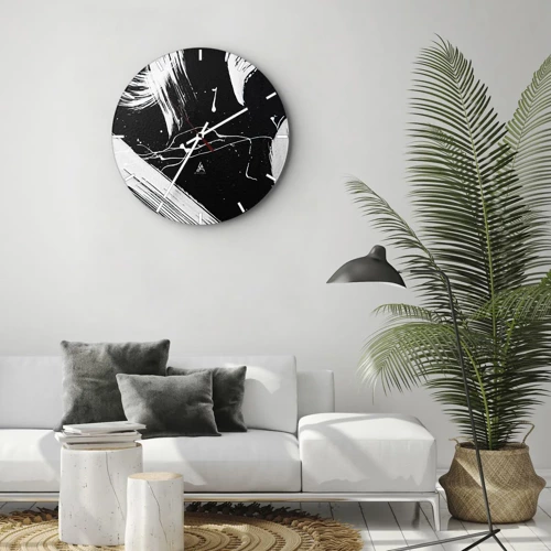 Wall clock - Clock on glass - Breaking the Darkness - 30x30 cm