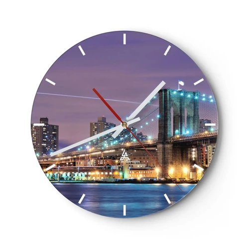 Wall clock - Clock on glass - Brooklyn Bridge for Many Years Now - 30x30 cm