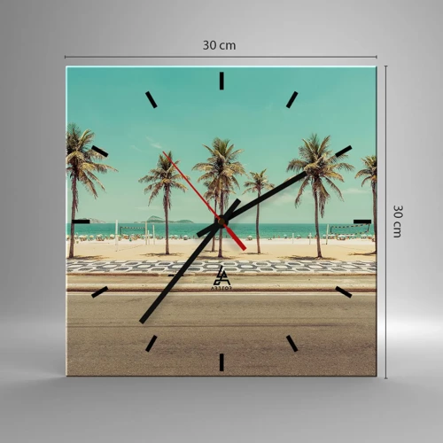 Wall clock - Clock on glass - By the Beach - 30x30 cm