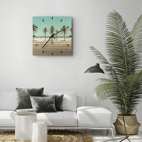 Wall clock - Clock on glass - By the Beach - 30x30 cm