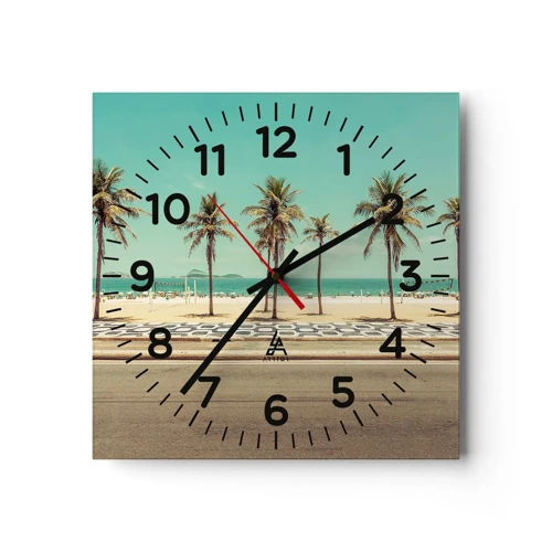 Wall clock - Clock on glass - By the Beach - 30x30 cm