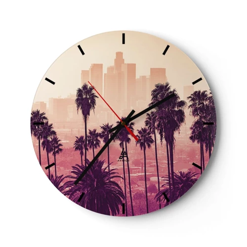 Wall clock - Clock on glass - Californian Landscape - 30x30 cm