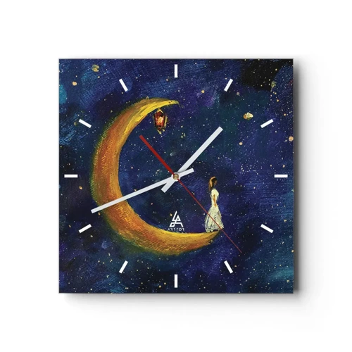 Wall clock - Clock on glass - Calling of the World - 30x30 cm