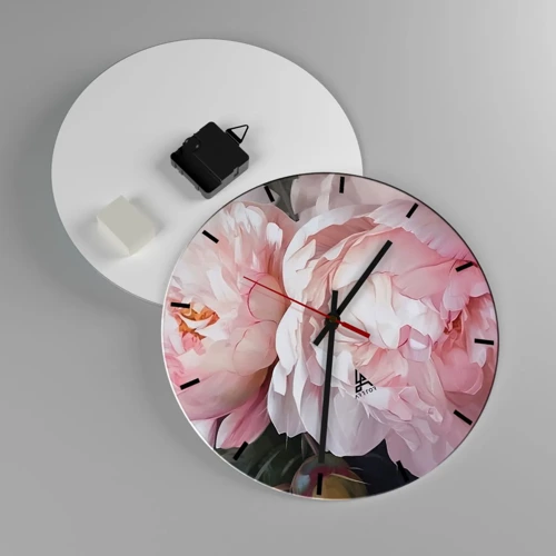 Wall clock - Clock on glass - Captured in Full Bloom - 30x30 cm