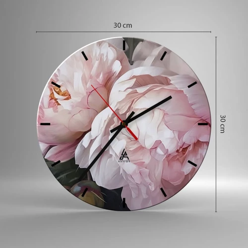 Wall clock - Clock on glass - Captured in Full Bloom - 30x30 cm