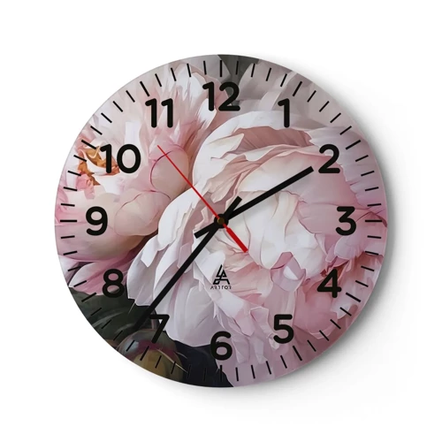 Wall clock - Clock on glass - Captured in Full Bloom - 30x30 cm