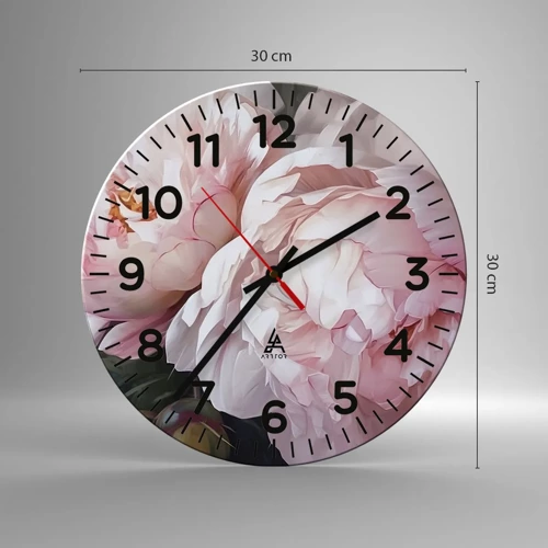 Wall clock - Clock on glass - Captured in Full Bloom - 30x30 cm