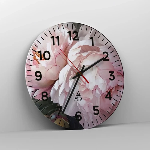 Wall clock - Clock on glass - Captured in Full Bloom - 30x30 cm