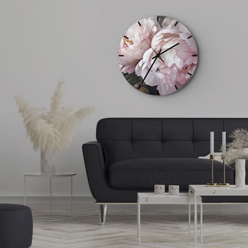 Wall clock - Clock on glass - Captured in Full Bloom - 40x40 cm