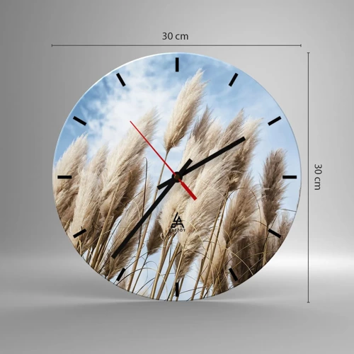 Wall clock - Clock on glass - Caress of Sun and Wind - 30x30 cm
