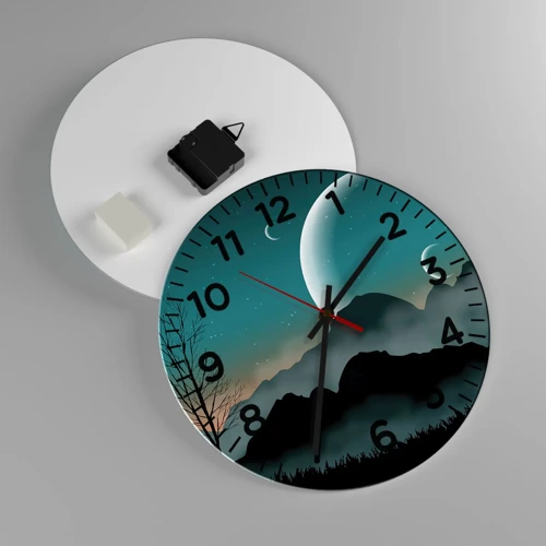 Wall clock - Clock on glass - Carnival of a Starry Night - 30x30 cm