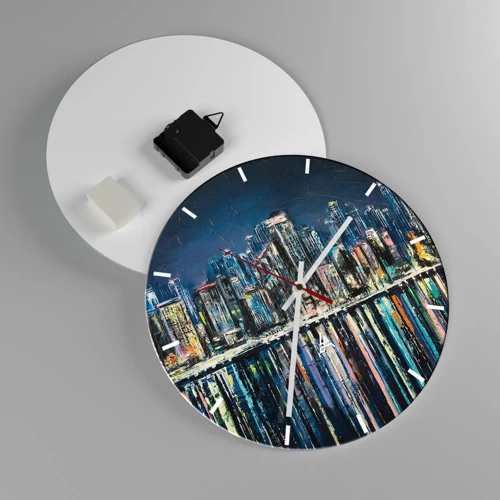 Wall clock - Clock on glass - Cascade Of Lights - 30x30 cm