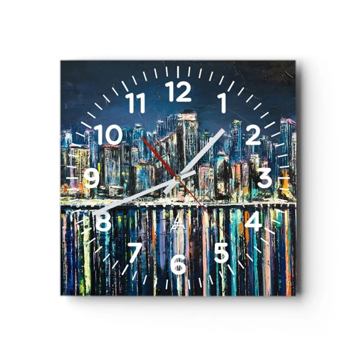 Wall clock - Clock on glass - Cascade Of Lights - 30x30 cm