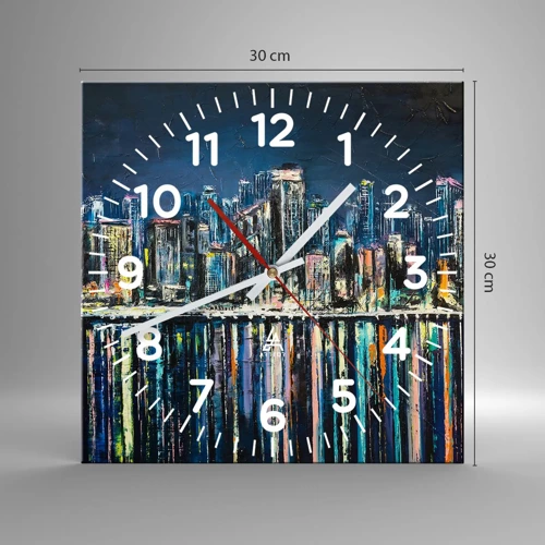 Wall clock - Clock on glass - Cascade Of Lights - 30x30 cm