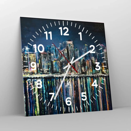 Wall clock - Clock on glass - Cascade Of Lights - 30x30 cm