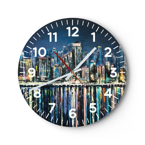 Wall clock - Clock on glass - Cascade Of Lights - 30x30 cm