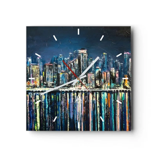 Wall clock - Clock on glass - Cascade Of Lights - 40x40 cm