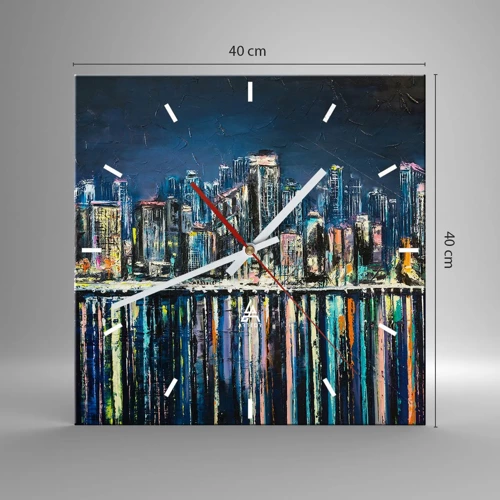 Wall clock - Clock on glass - Cascade Of Lights - 40x40 cm