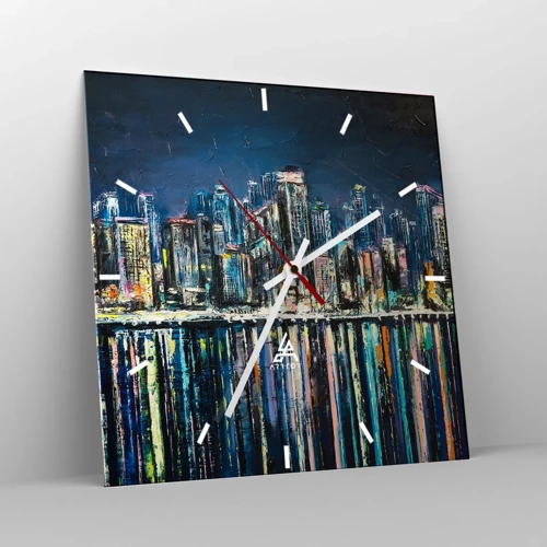 Wall clock - Clock on glass - Cascade Of Lights - 40x40 cm