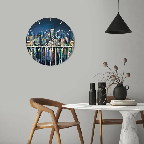 Wall clock - Clock on glass - Cascade Of Lights - 40x40 cm