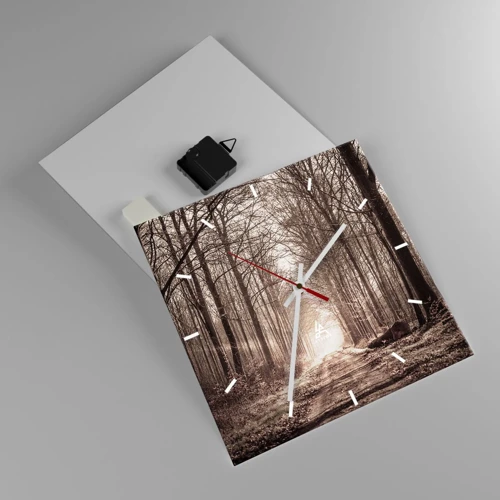 Wall clock - Clock on glass - Cathedral of the Forest - 30x30 cm