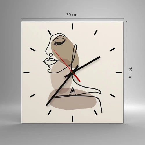 Wall clock - Clock on glass - Certain Line of Beauty - 30x30 cm