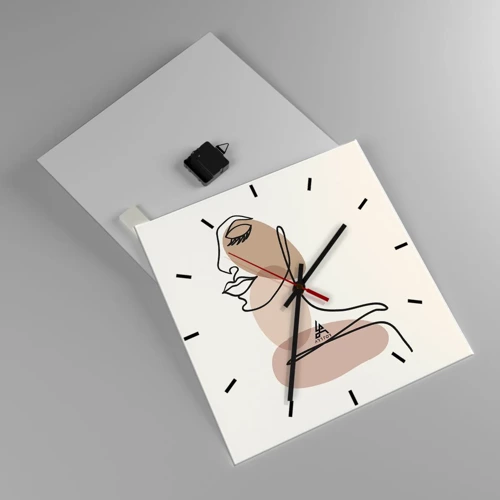 Wall clock - Clock on glass - Certain Line of Beauty - 40x40 cm