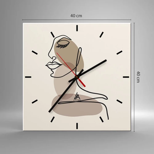 Wall clock - Clock on glass - Certain Line of Beauty - 40x40 cm