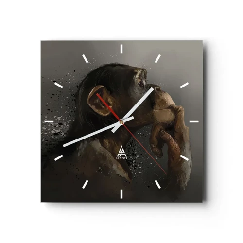 Wall clock - Clock on glass - Certainly a Thinker - 30x30 cm