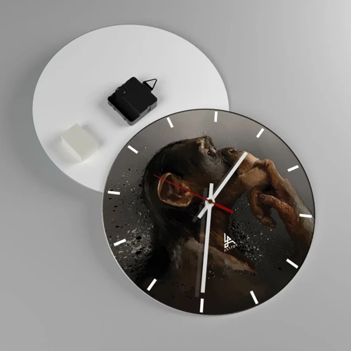 Wall clock - Clock on glass - Certainly a Thinker - 30x30 cm