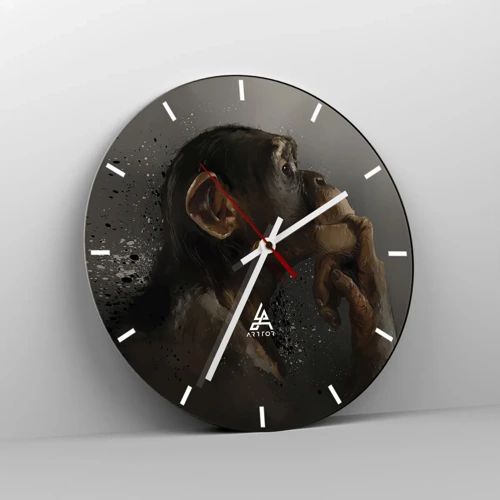 Wall clock - Clock on glass - Certainly a Thinker - 30x30 cm