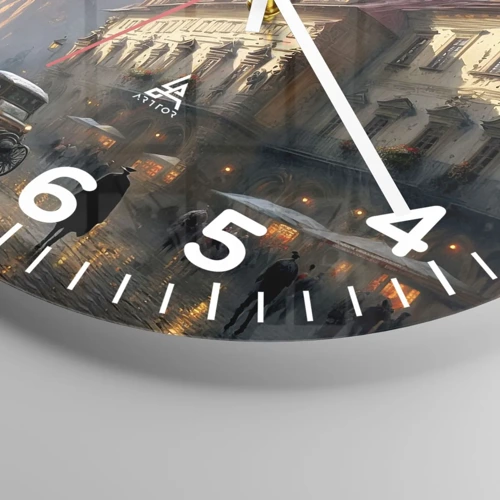 Wall clock - Clock on glass - Charm of Evening in Prague - 30x30 cm