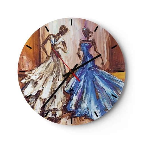 Wall clock - Clock on glass - Charming Duo - 30x30 cm