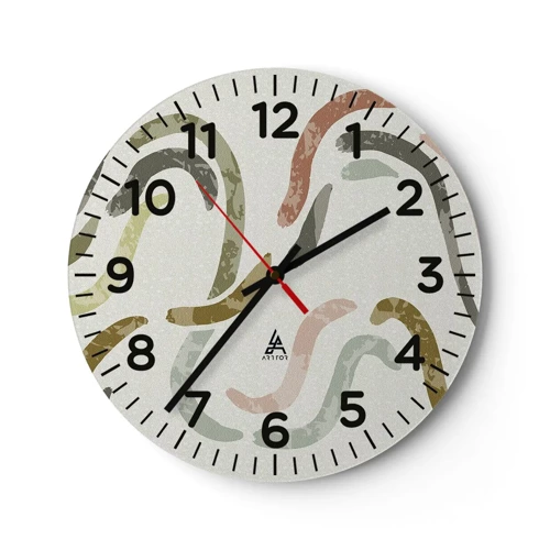 Wall clock - Clock on glass - Cheerful Dance of Abstraction - 30x30 cm