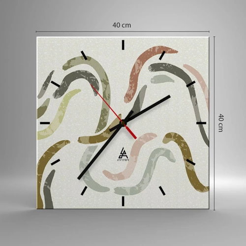 Wall clock - Clock on glass - Cheerful Dance of Abstraction - 40x40 cm