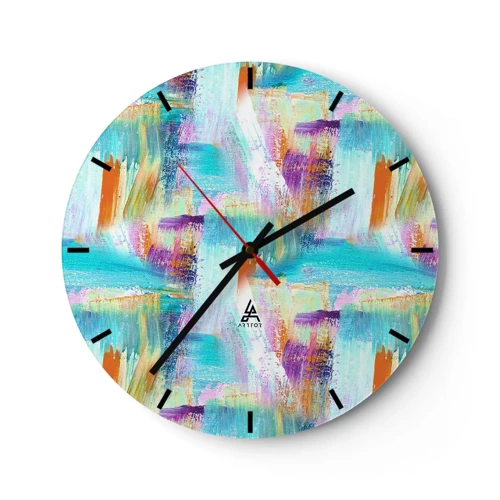 Wall clock - Clock on glass - Cheerfully Interwoven - 30x30 cm