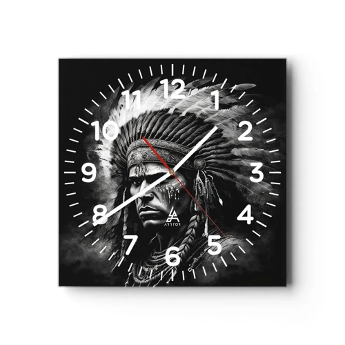 Wall clock - Clock on glass - Chief and Warrior - 30x30 cm