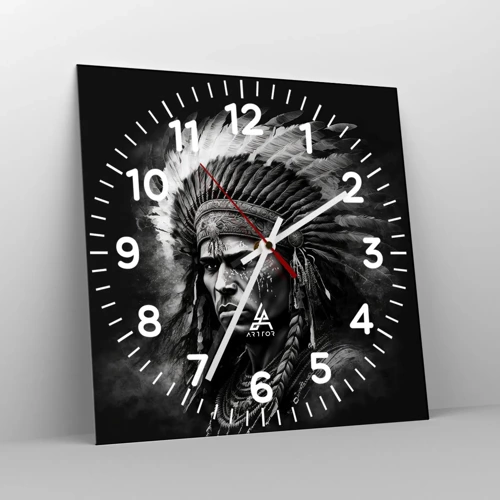 Wall clock - Clock on glass - Chief and Warrior - 30x30 cm